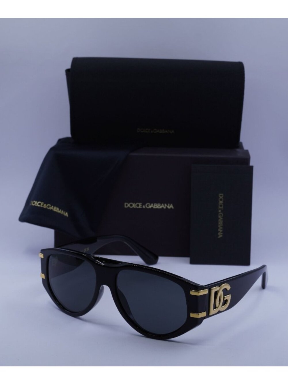 Dolce & Gabbana DG4499 501/87 Aviator Sunglasses - Shiny Black / Dark Grey